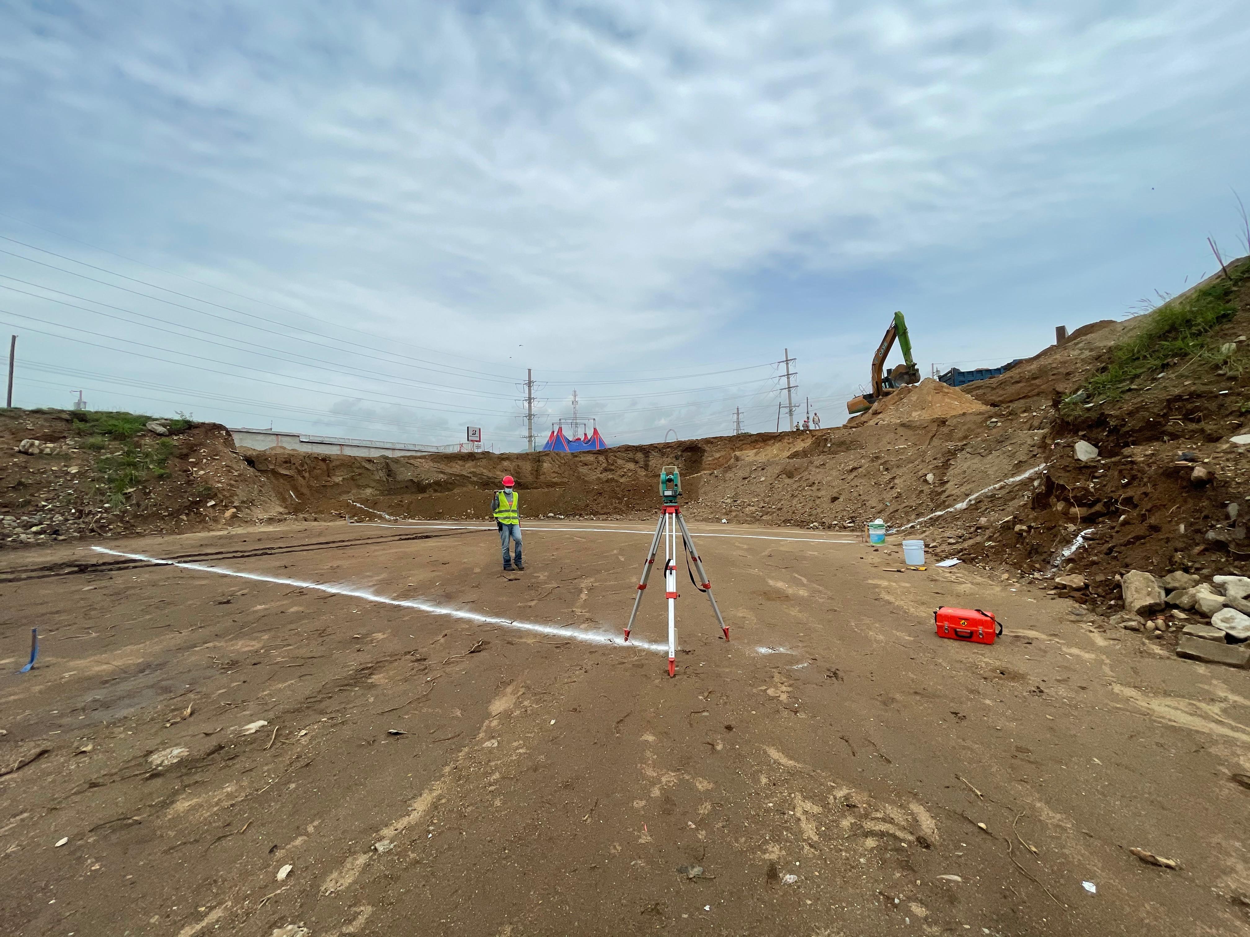 Replanteo de plataforma de obra